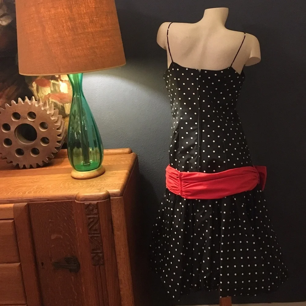 Vintage 1980's Pantagis Polka Dot Party Dress - Picture 3 of 4